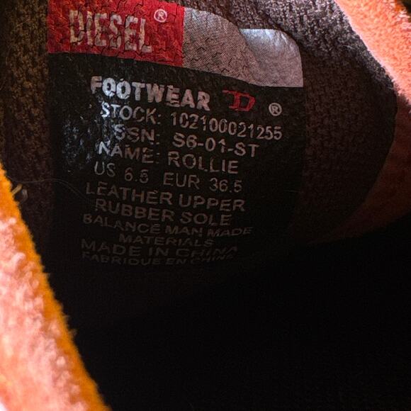 Diesel Rollie Low Top‎ Sneakers Women's US 6.5 Tan Orange Leather Rubber Sole - Picture 10 of 10